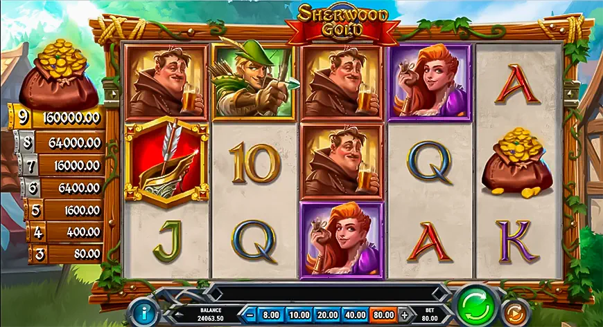 Sherwood Gold incorporates a classic slot layout mixed with special features and modifiers.
