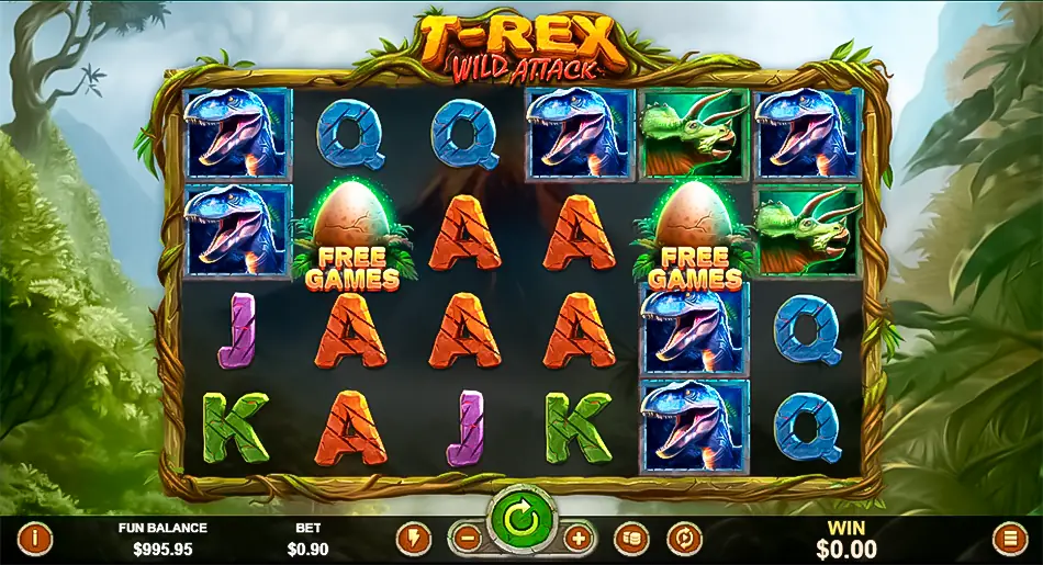Online slot T-Rex Wild Attack - the base game