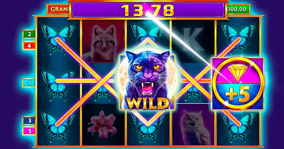 Launch bonus feature in Panther Moon: Bonus Lines slot from Playtech