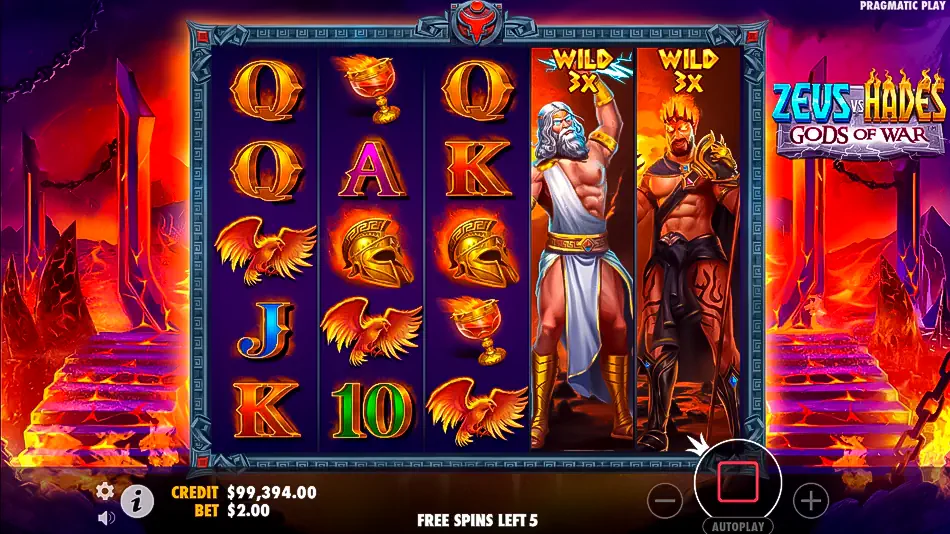 Free spins in the Hades mode of the Zeus vs. Hades - Gods of War Slot.